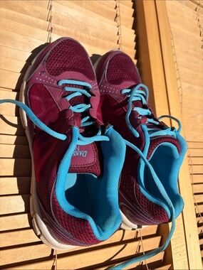 Danskin Now Maroon Athletic Shoes with Bright Blue Accents